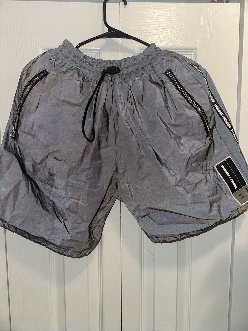 Men's Athletic Shorts in Reflective Gray with Zipper Pockets